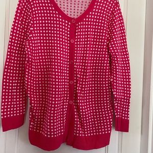 Merona bright pink & white checked cardigan sweater